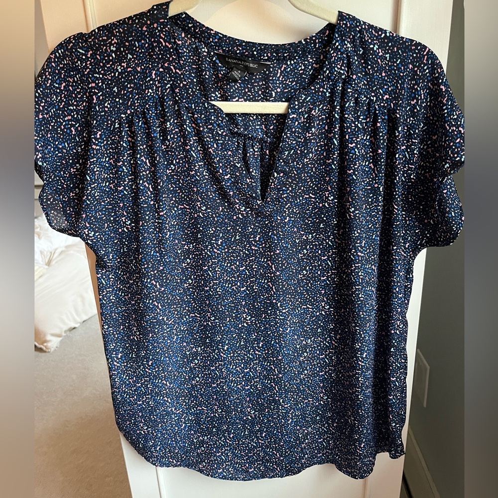 Banana Republic Navy and Pink Blouse